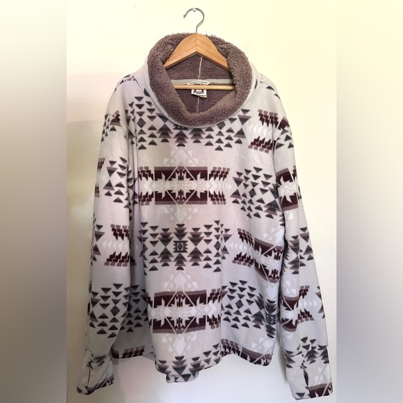 Avalanche Sweaters - Avalanche Cozy Sweater | Gray and Brown Patterned | Sz Large | Cowl Neck
